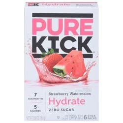 Pure Kick Hydrate Zero Sugar Strawberry Watermelon Drink Mix 6 Stick Packs - 6 ct