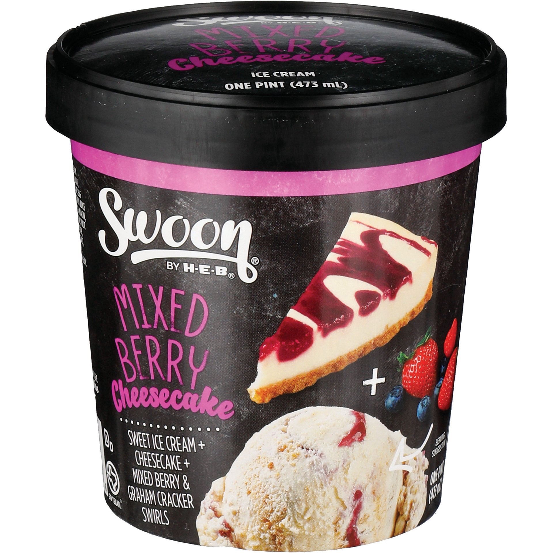 slide 1 of 1, Swoon by H-E-B Mixed Berry Cheesecake Ice Cream, 1 pint