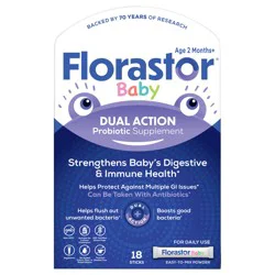 FlorastorBaby Florastor Baby Daily Probiotic Supplement, Powder Mixes with Milk, Formula or Soft Foods, Saccharomyces Boulardii CNCM I-745 (18 Powder Sticks)