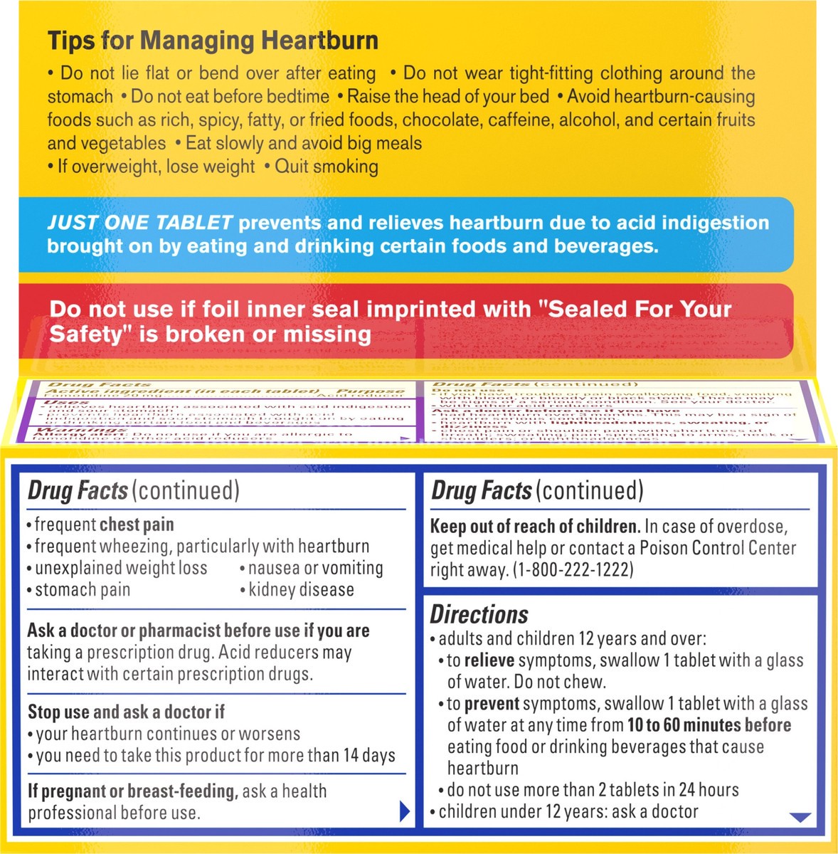 slide 2 of 8, Pepcid AC Maximum Strength Heartburn Relief Tablets, Prevents & Relieves Heartburn Due to Acid Indigestion & Sour Stomach, 20mg of Famotidine to Reduce & Control Acid, Fast-Acting, 75 Ct, 75 ct