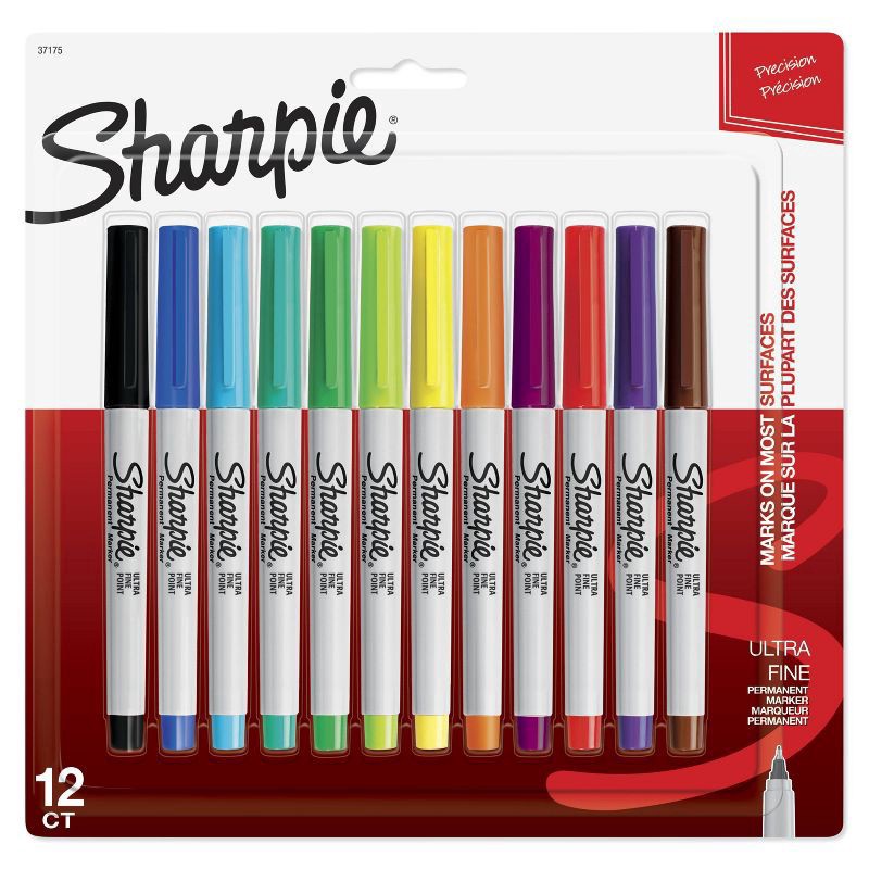 slide 1 of 6, Sharpie 12pk Permanent Markers Ultra Fine Tip Multicolored, 12 ct