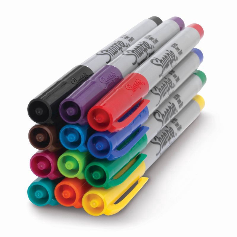 slide 3 of 6, Sharpie 12pk Permanent Markers Ultra Fine Tip Multicolored, 12 ct