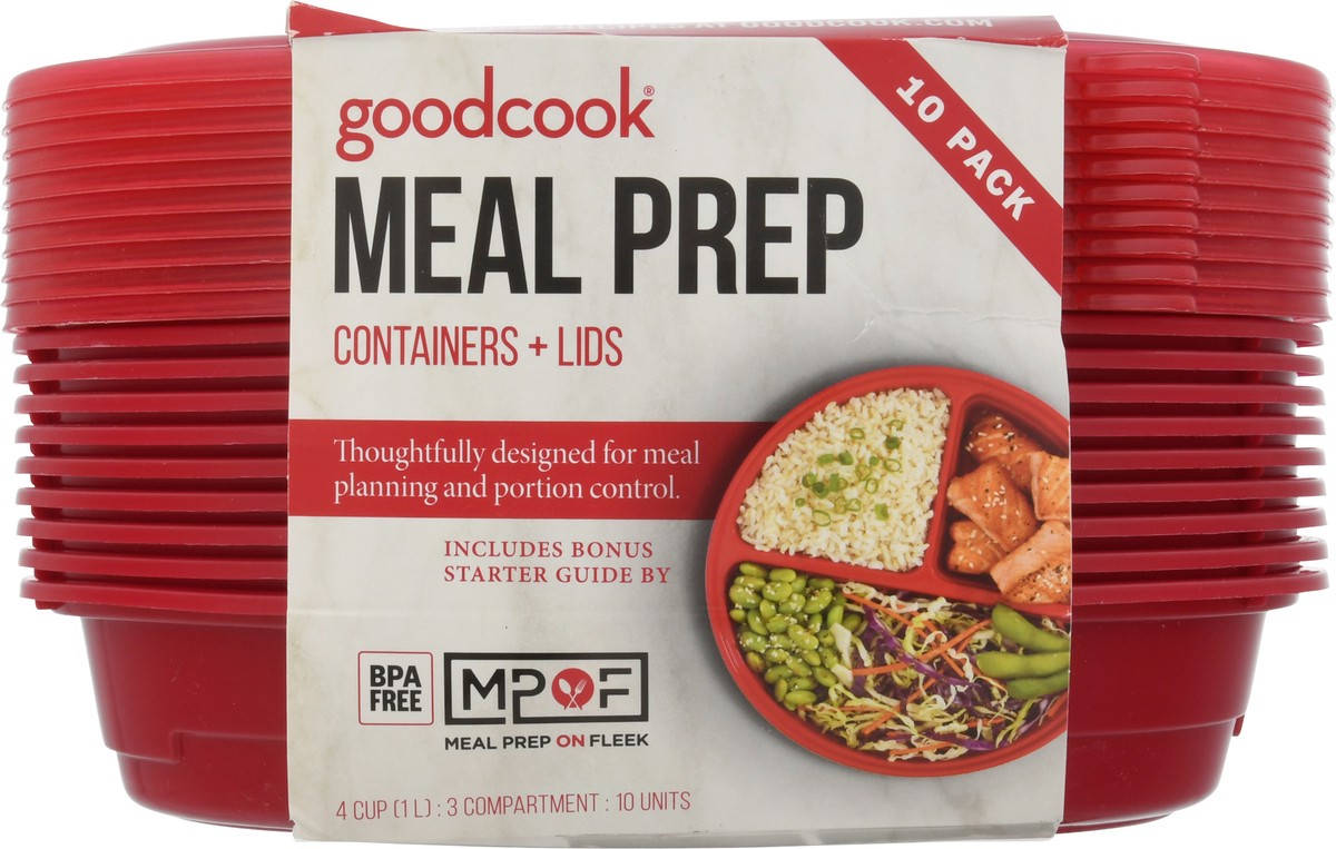 slide 9 of 12, Good Cook Goodcook Containers + Lids, Meal Prep, 10 Pack, 10 Each, 10 ct