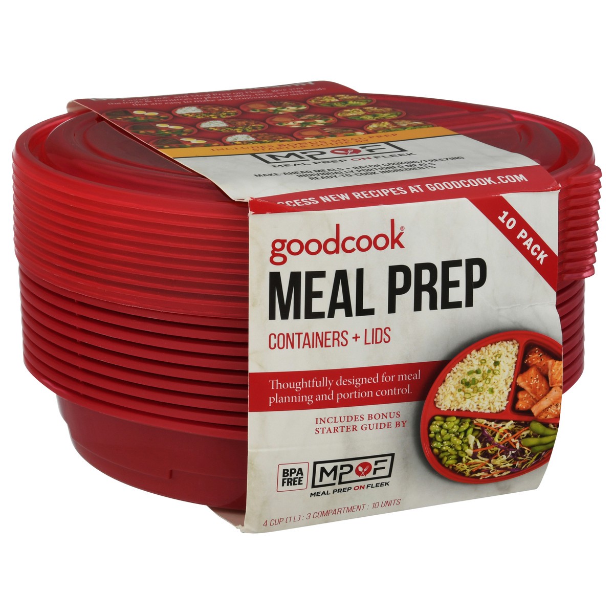 slide 12 of 12, Good Cook Goodcook Containers + Lids, Meal Prep, 10 Pack, 10 Each, 10 ct