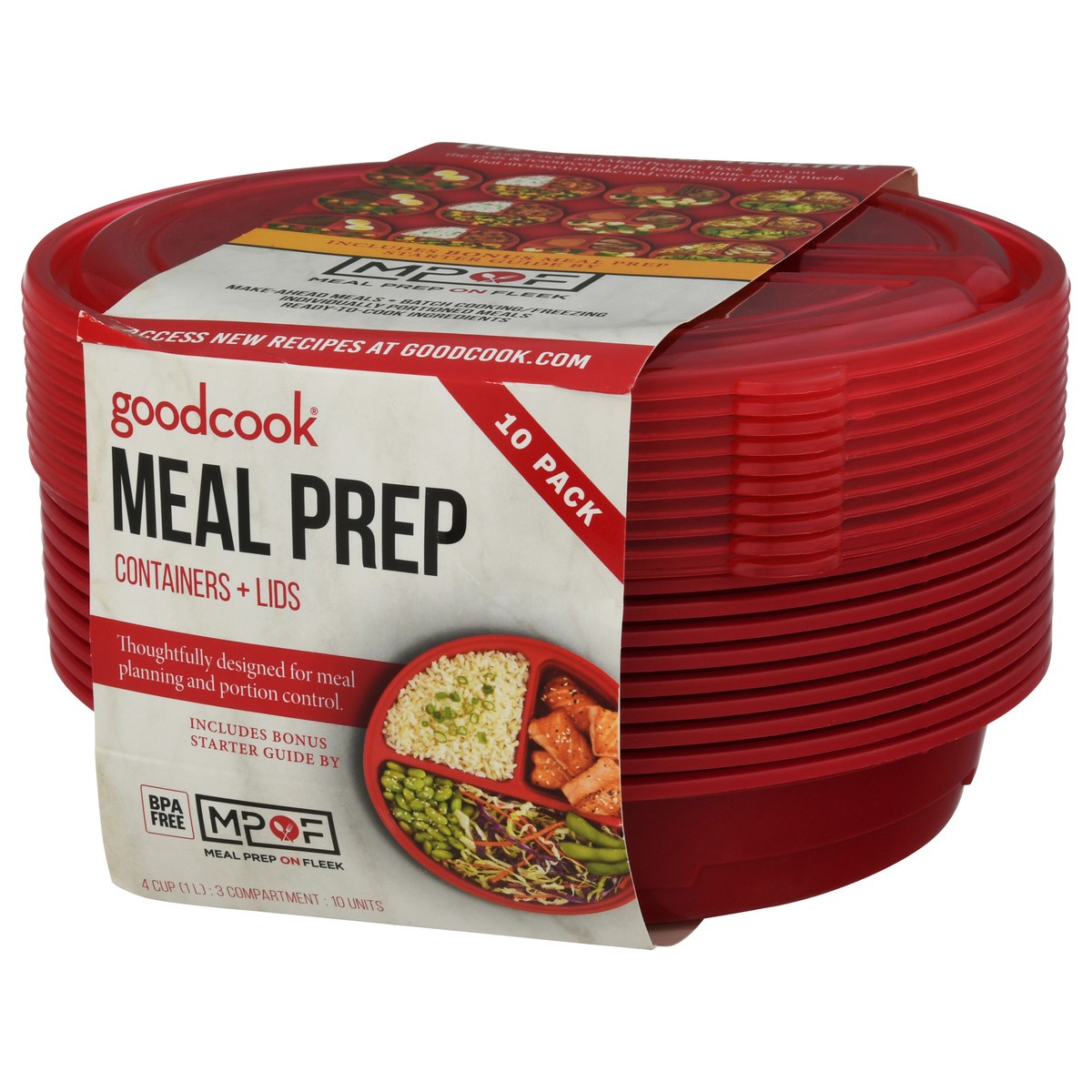 slide 10 of 12, Good Cook Goodcook Containers + Lids, Meal Prep, 10 Pack, 10 Each, 10 ct