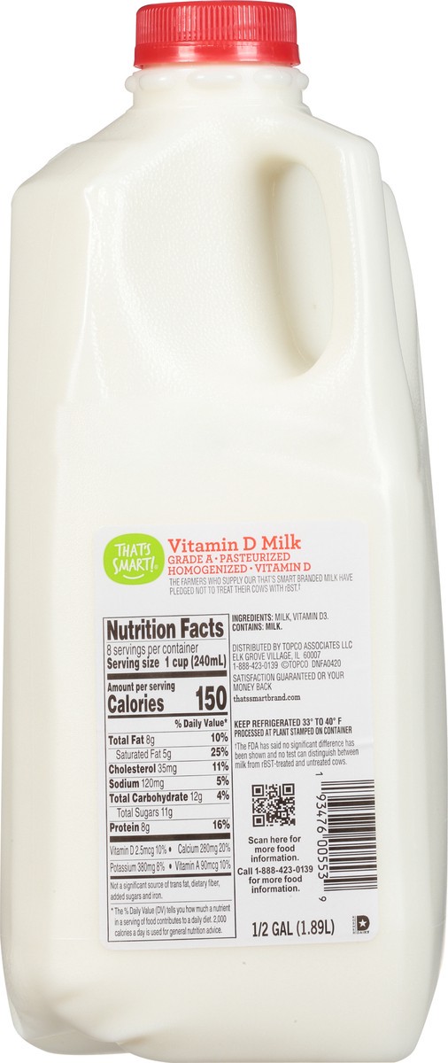 slide 1 of 10, That's Smart! Vitamin D Milk, 1/2 gal