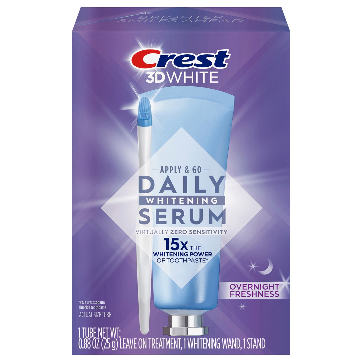 slide 1 of 2, Crest 3DWhite Daily Whitening Serum Overnight Freshness, Leave-on Teeth Whitening Treatment, 1 ct