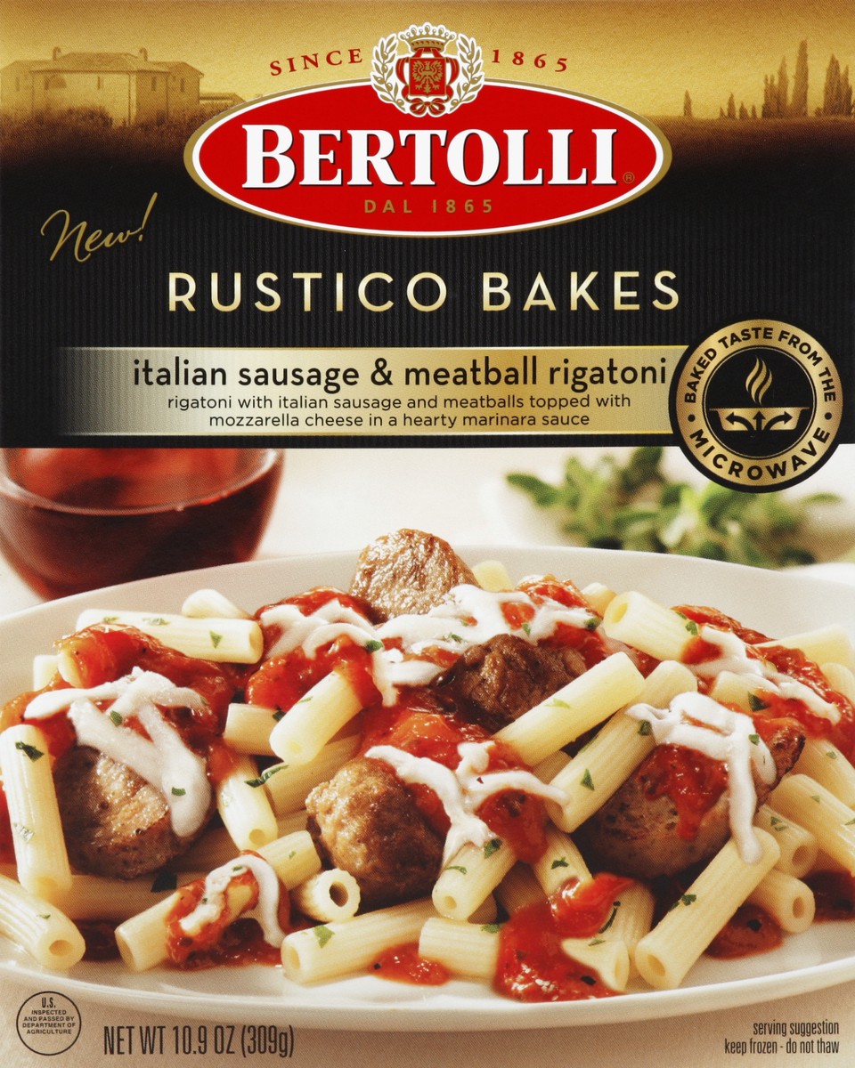 slide 4 of 4, Bertolli Italian Sausage & Meatball Rigatoni Rustico Bakes, 10.9 oz