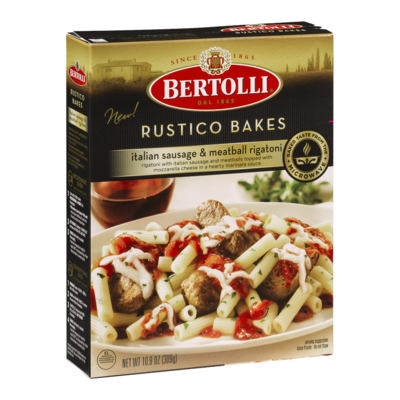 slide 1 of 4, Bertolli Italian Sausage & Meatball Rigatoni Rustico Bakes, 10.9 oz