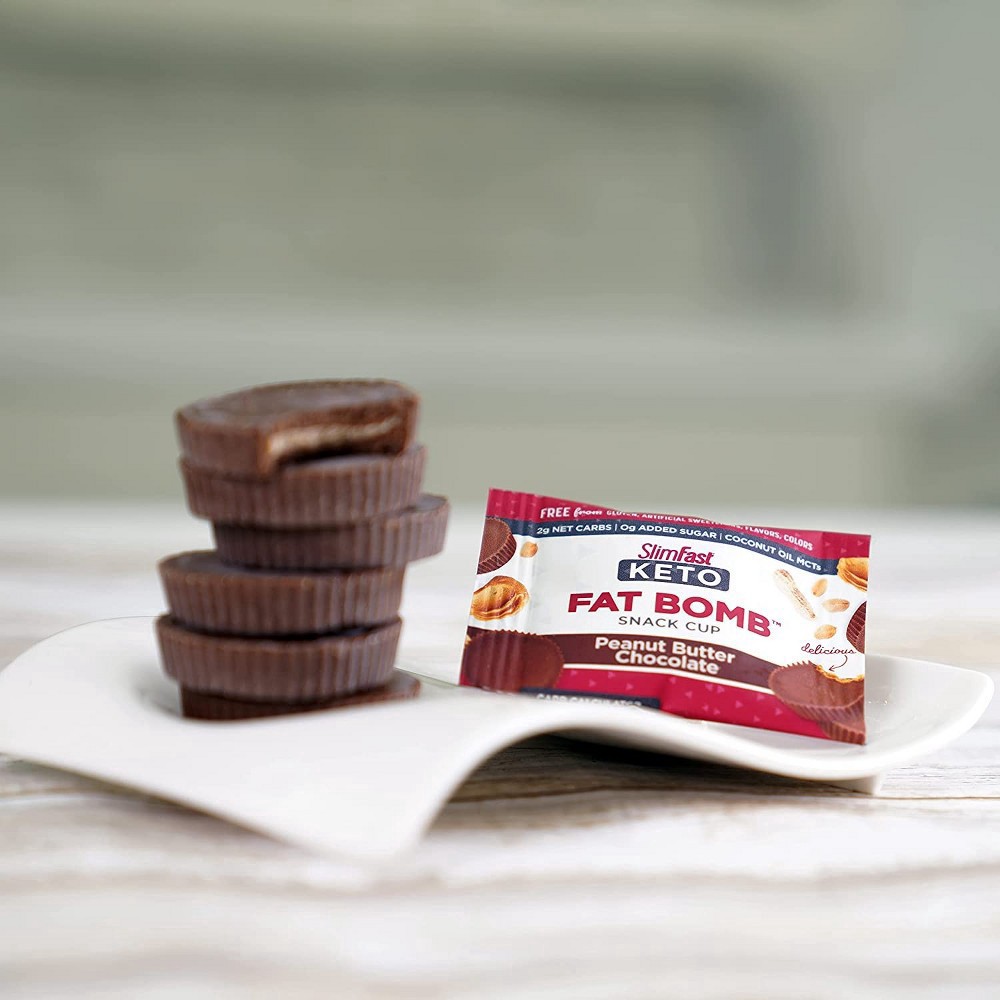 slide 3 of 4, SlimFast Keto Fat Bomb Snack Cup - Peanut Butter Chocolate - 14ct, 14 ct