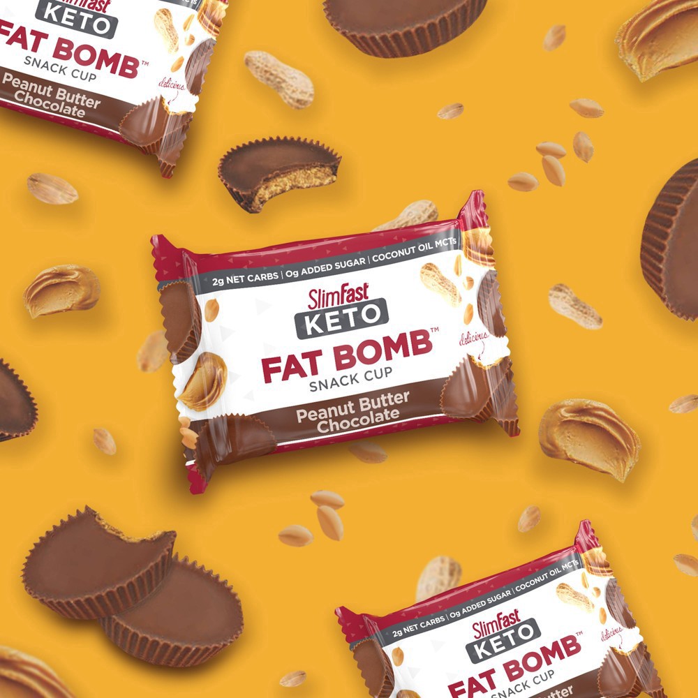 slide 4 of 4, SlimFast Keto Fat Bomb Snack Cup - Peanut Butter Chocolate - 14ct, 14 ct