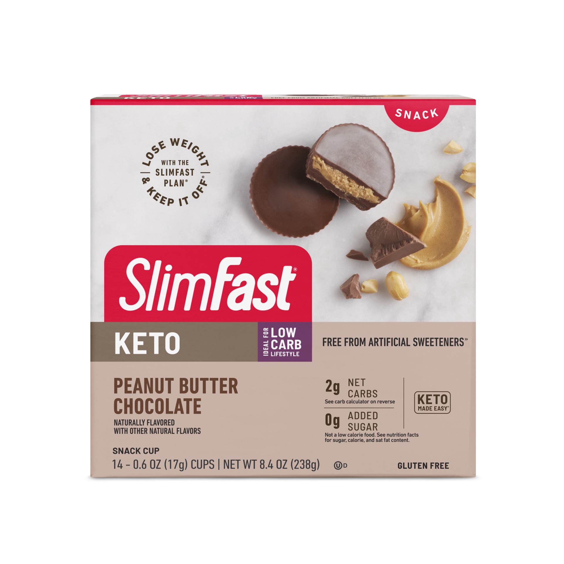 slide 1 of 4, SlimFast Keto Fat Bomb Snack Cup - Peanut Butter Chocolate - 14ct, 14 ct