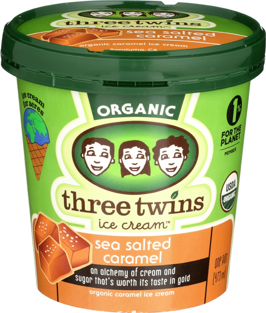 slide 1 of 1, Three Twins Sea Salted Caramel Ice Cream, 1 pint