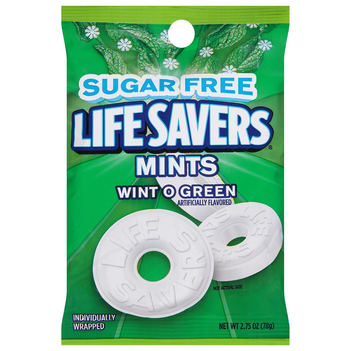 slide 1 of 2, LIFE SAVERS Wint O Green Sugarfree Mints Candy Bag, 2.75 oz
