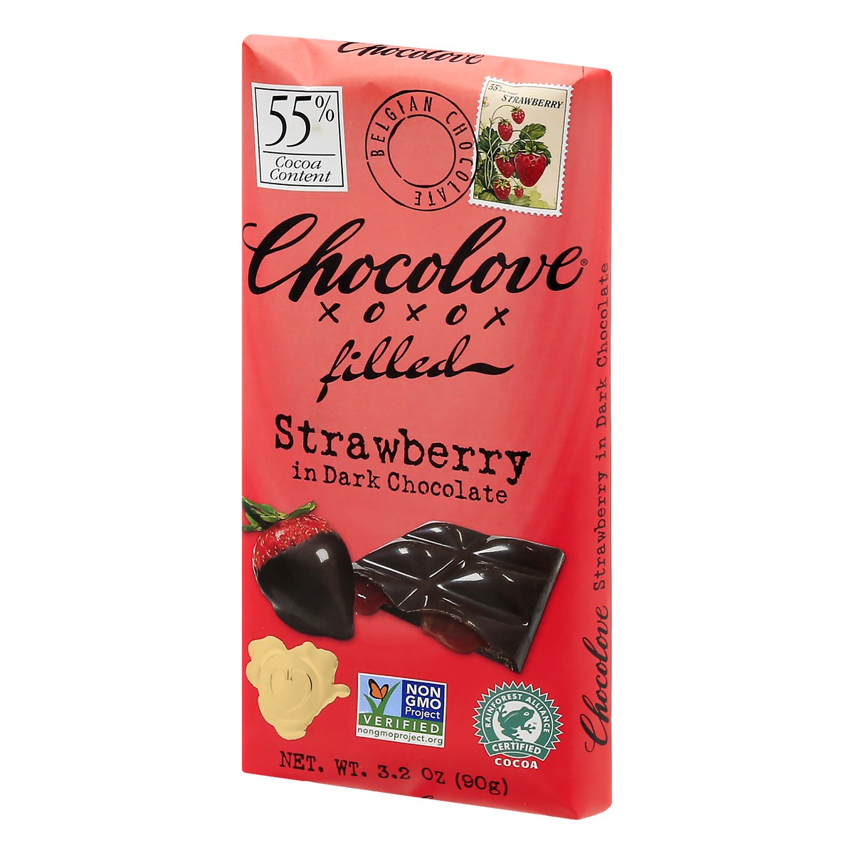 slide 10 of 10, Chocolove 55% Cocoa Filled Strawberry Dark Chocolate 3.2 oz, 3.2 oz