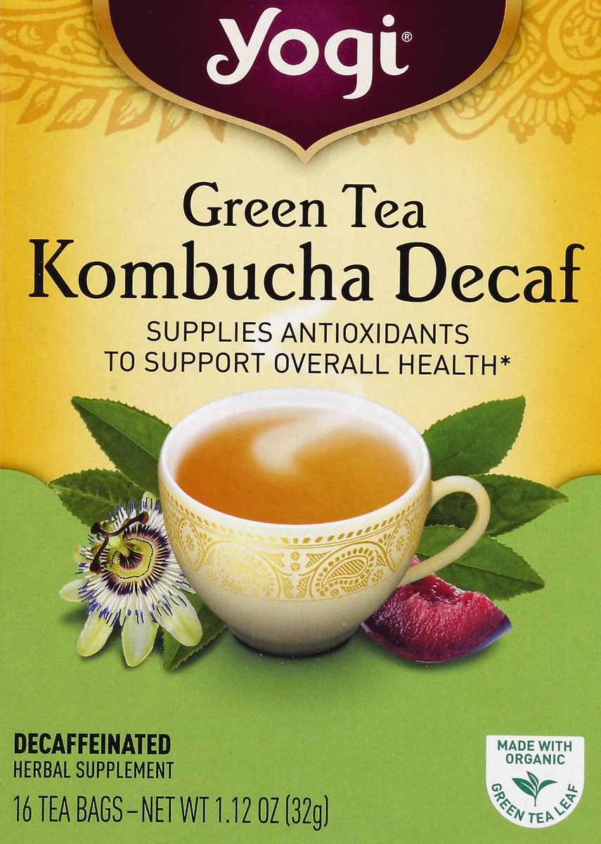 slide 4 of 4, Yogi Green Tea Kombucha Decaf Tea Bags, 16 ct