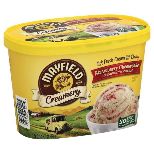 slide 1 of 1, Mayfield Strawberry Cheesecake Premium Ice Cream Scround, 1.5 qt