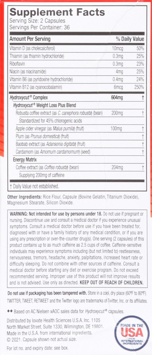 slide 10 of 13, Hydroxycut Original Weight Loss 72 Capsules, 72 ct