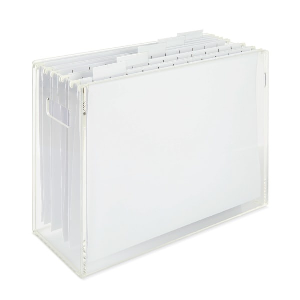 slide 1 of 3, Realspace Acrylic File Box With Hanging Folders, Letter Size, 12-1/2'' X 5-1/4'' X 10-1/4'', Clear, 1 ct