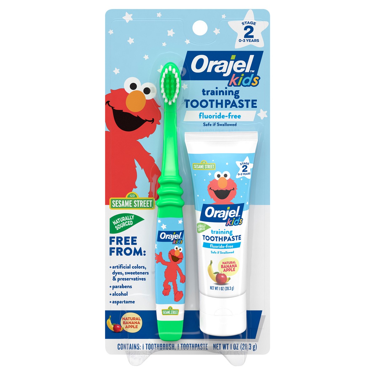 slide 1 of 3, Orajel Kids Elmo Training Toothpaste Fluoride-Free, 1 Toothbrush, 1 Toothpaste 1oz; #1 Pediatrician Recommended Fluoride-Free Toothpaste*, 1 oz