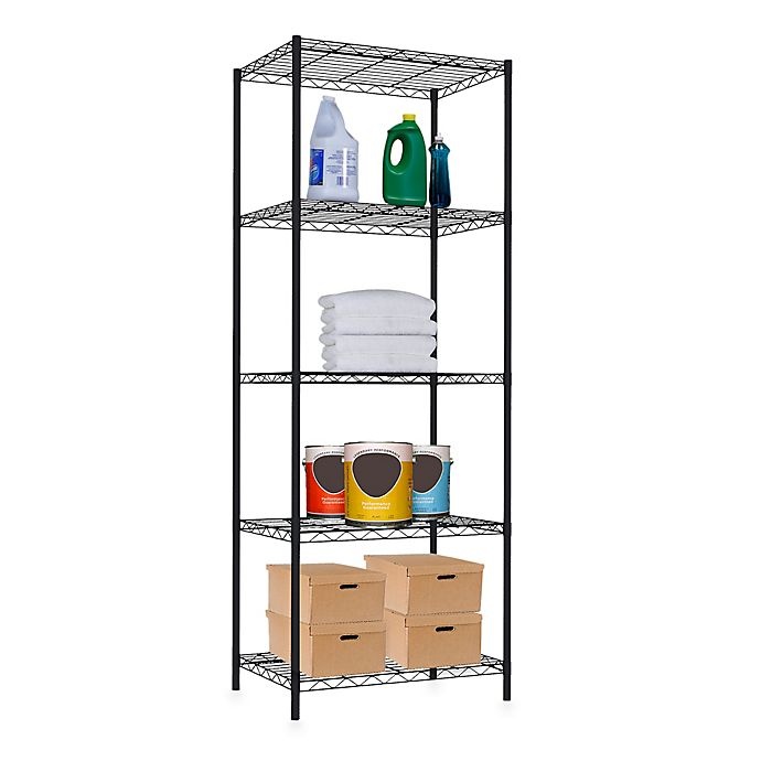 slide 1 of 2, Home Basics 5-Tier Wire Shelf - Black, 1 ct