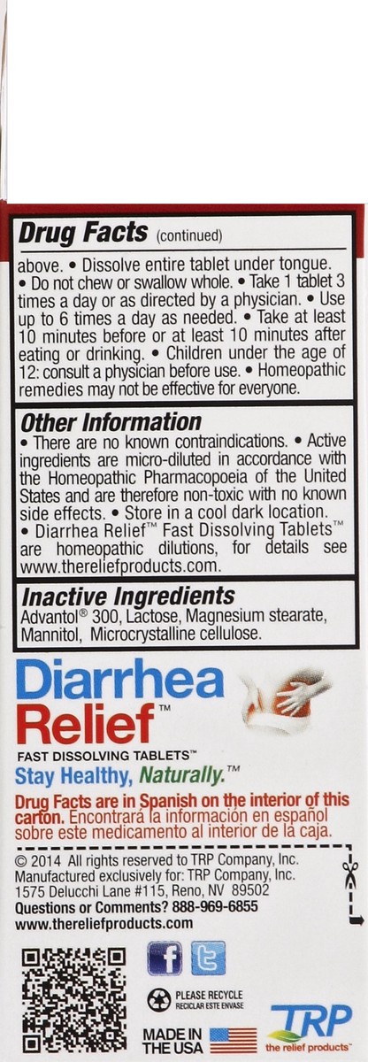 slide 3 of 5, TRP Diarrhea Relief, Fast Dissolving Tablets, 50 ct