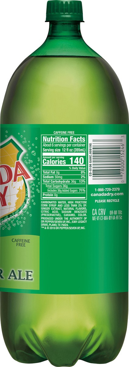 slide 2 of 7, Canada Dry Ginger Ale Soda, 2 L bottle, 2.1 qt