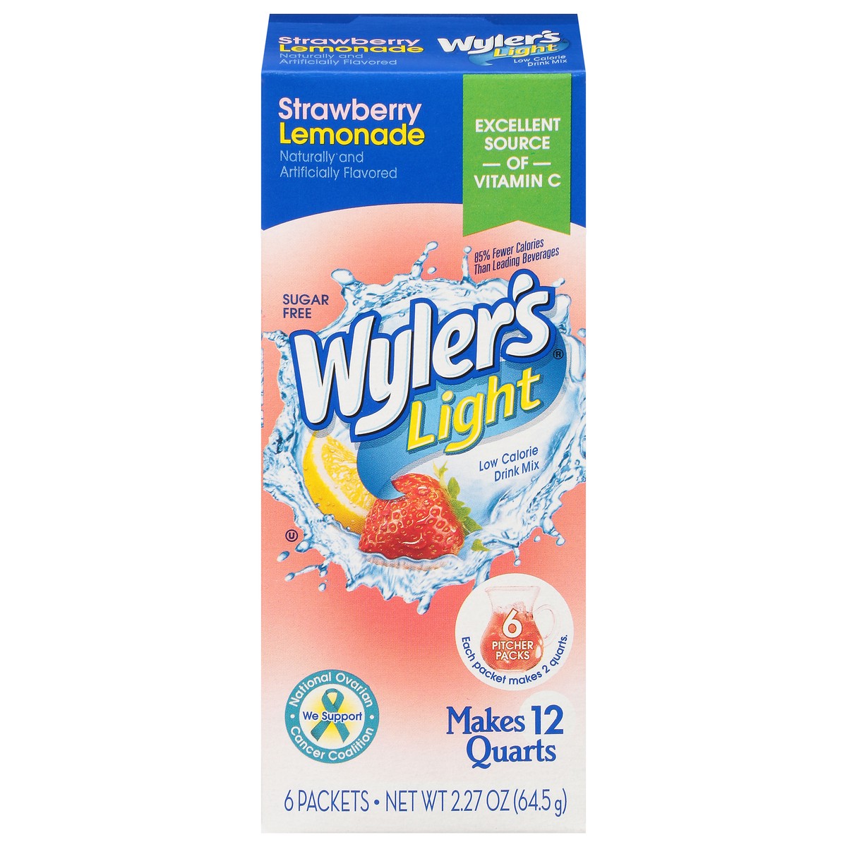 slide 1 of 12, Wyler's Light Low Calorie Strawberry Lemonade Drink Mix- 6 ct, 6 ct