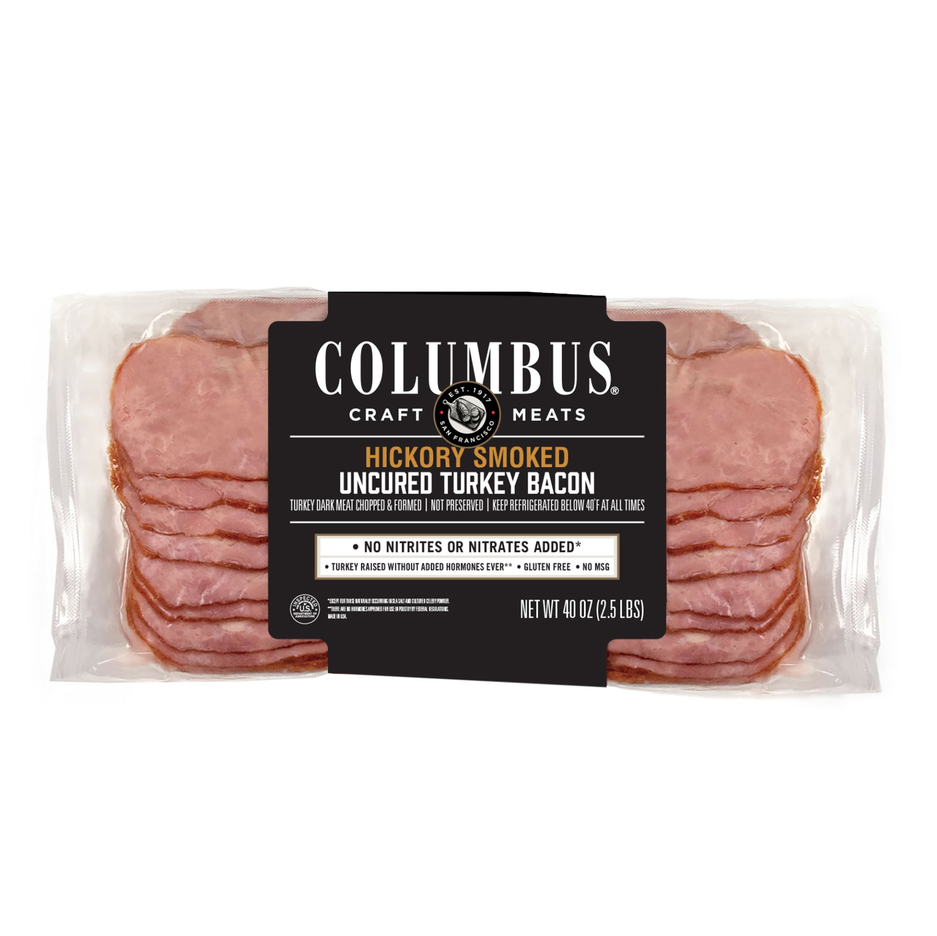 slide 1 of 2, Hormel Columbus Turkey Bacon, 2.5 lb