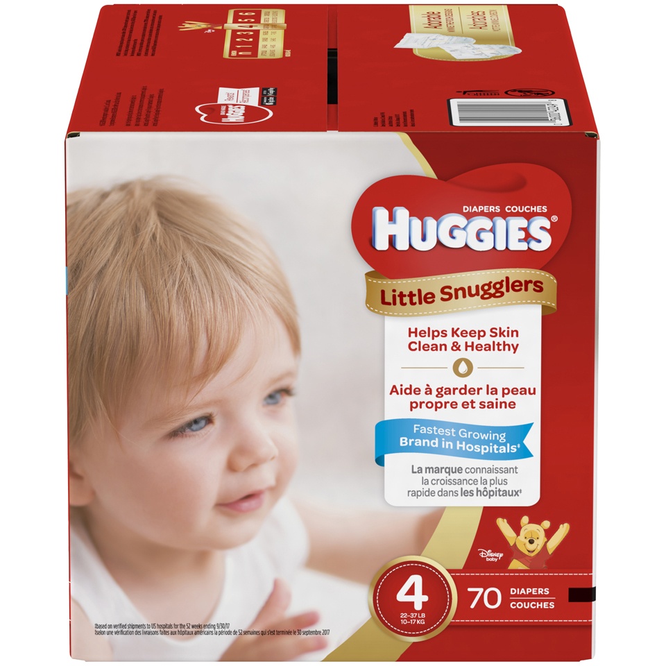 slide 1 of 1, Huggies Little Snugglers Baby Diapers Size 4, 70 ct