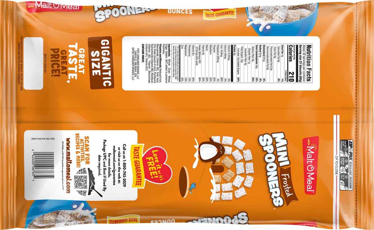 slide 2 of 11, Malt-O-Meal Frosted Mini Spooners Shredded Wheat Cereal, 68 OZ Bag, 68 oz