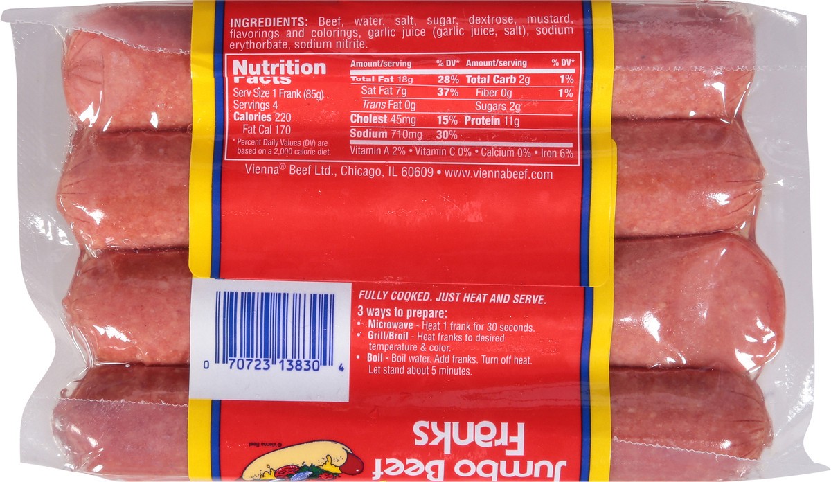 slide 6 of 9, Vienna Beef Beef Franks Jumbo 12 oz, 12 oz