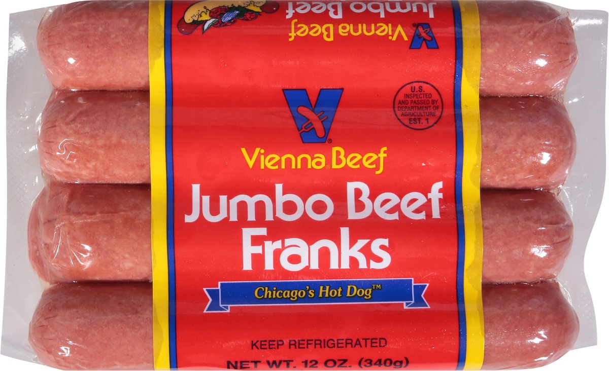 slide 3 of 9, Vienna Beef Beef Franks Jumbo 12 oz, 12 oz