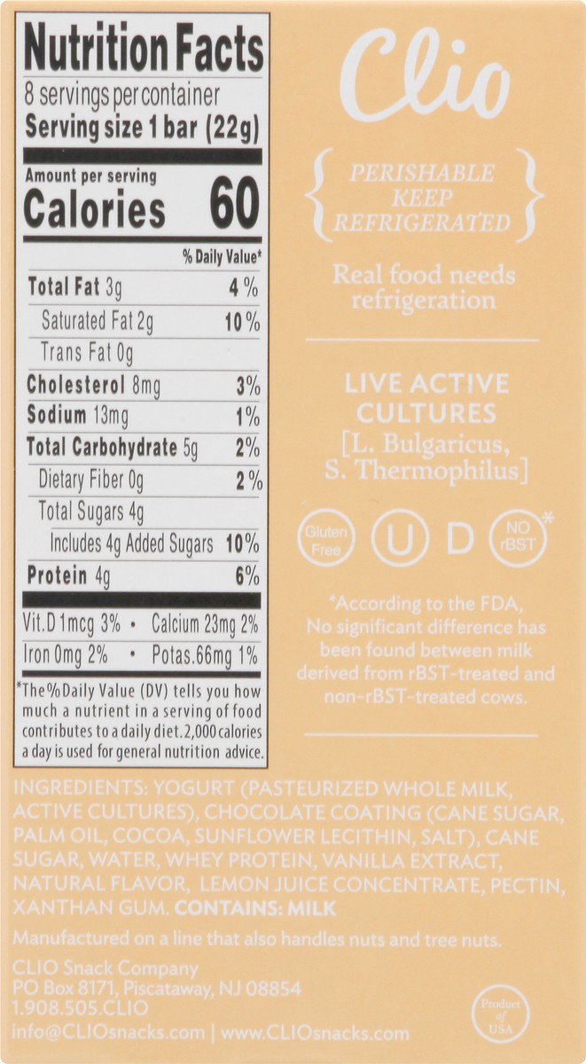 slide 7 of 8, Clio Greek Yogurt Bars, 8 ct