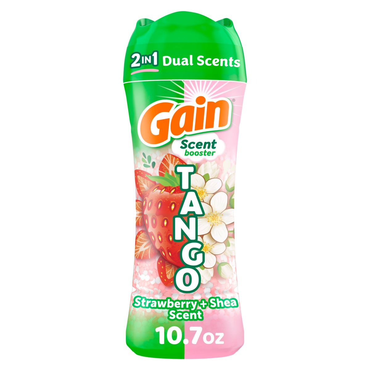 slide 1 of 8, Gain Tango 2-in-1 Laundry Scent Booster Beads, Strawberry and Shea Scent, 10.7 oz, Laundry Beads with Dual Scents Plus All Day Freshness, 10.7 oz