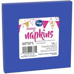 Kroger Entertainment Essentials Beverage Napkins - 16 Pack - Celebrate Blue