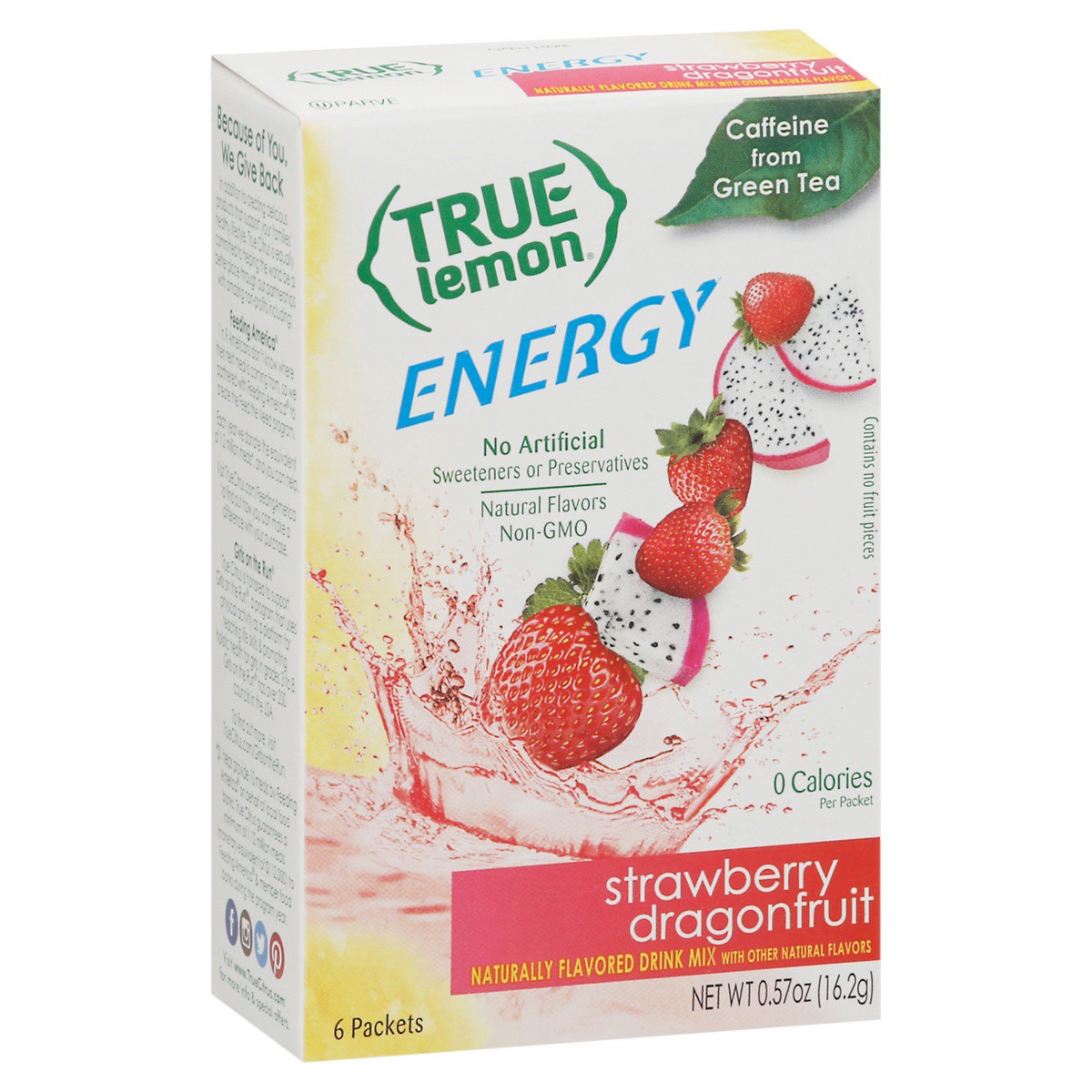 slide 8 of 9, True Lemon Energy Strawberry Dragonfruit Drink Mix 6 Packets, 0.57