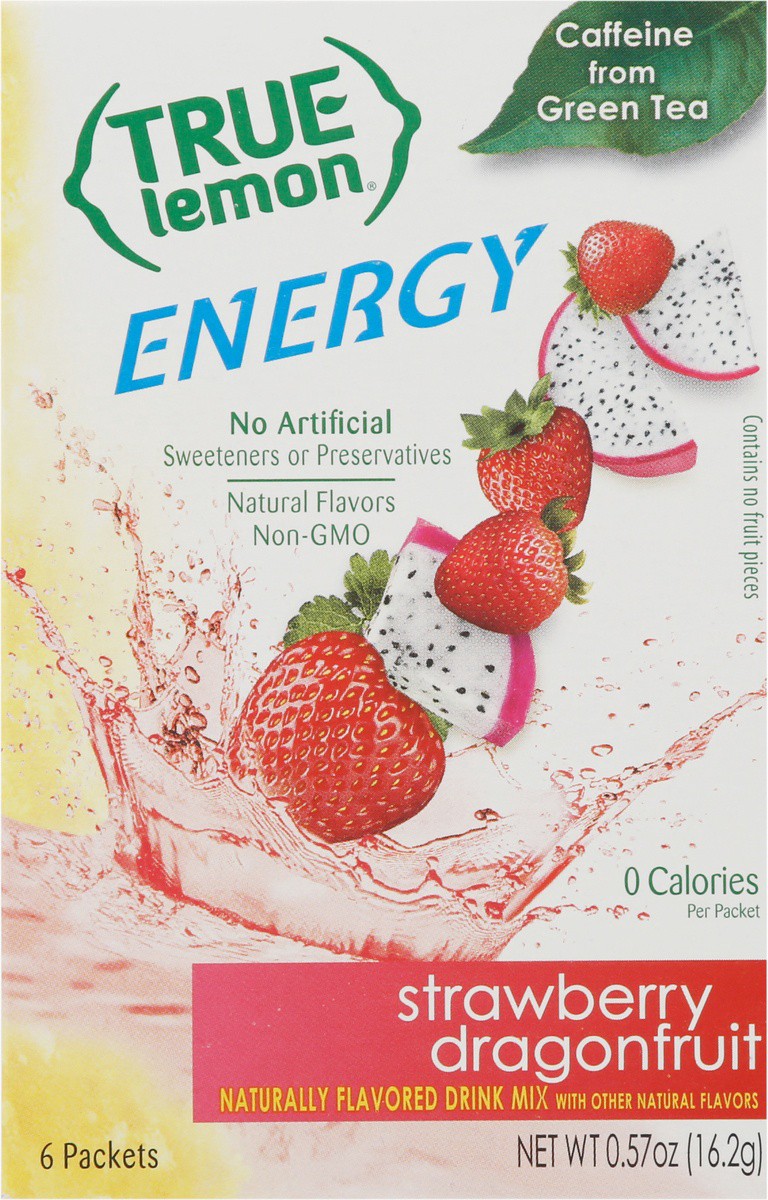 slide 5 of 9, True Lemon Energy Strawberry Dragonfruit Drink Mix 6 Packets, 0.57