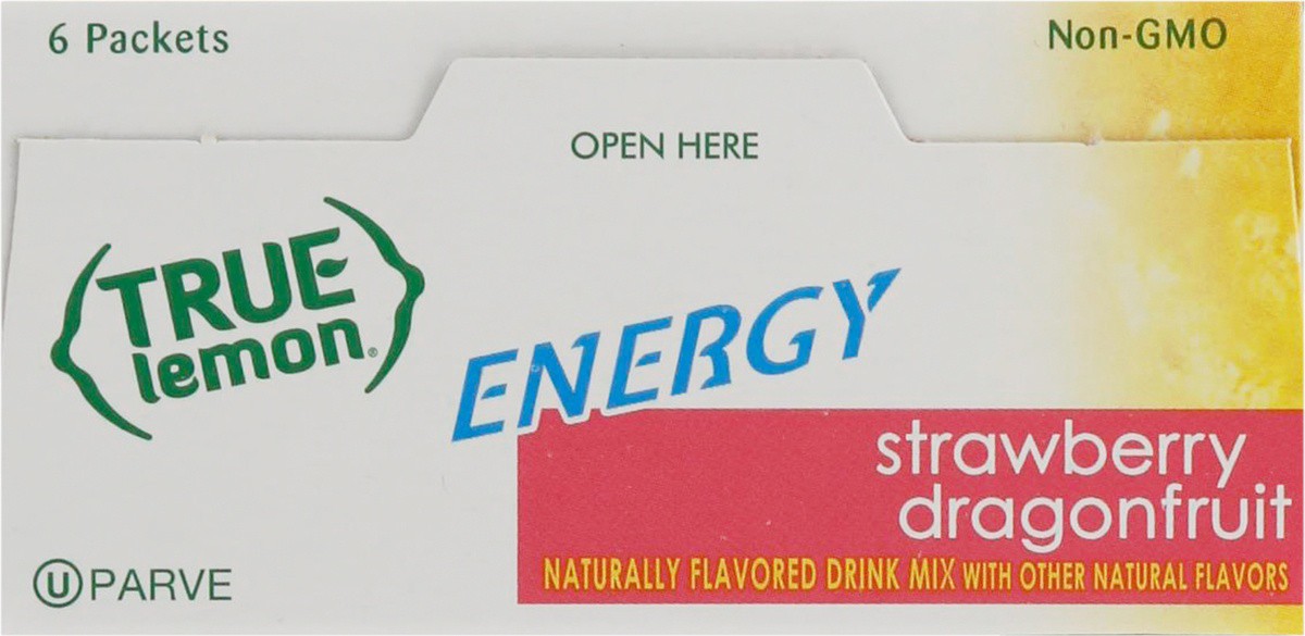 slide 3 of 9, True Lemon Energy Strawberry Dragonfruit Drink Mix 6 Packets, 0.57