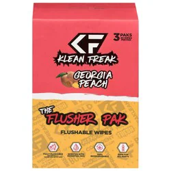 Klean Freak Flushable Georgia Peach Wipes, The Flusher Pak, 3 - 40 Wipe Packs