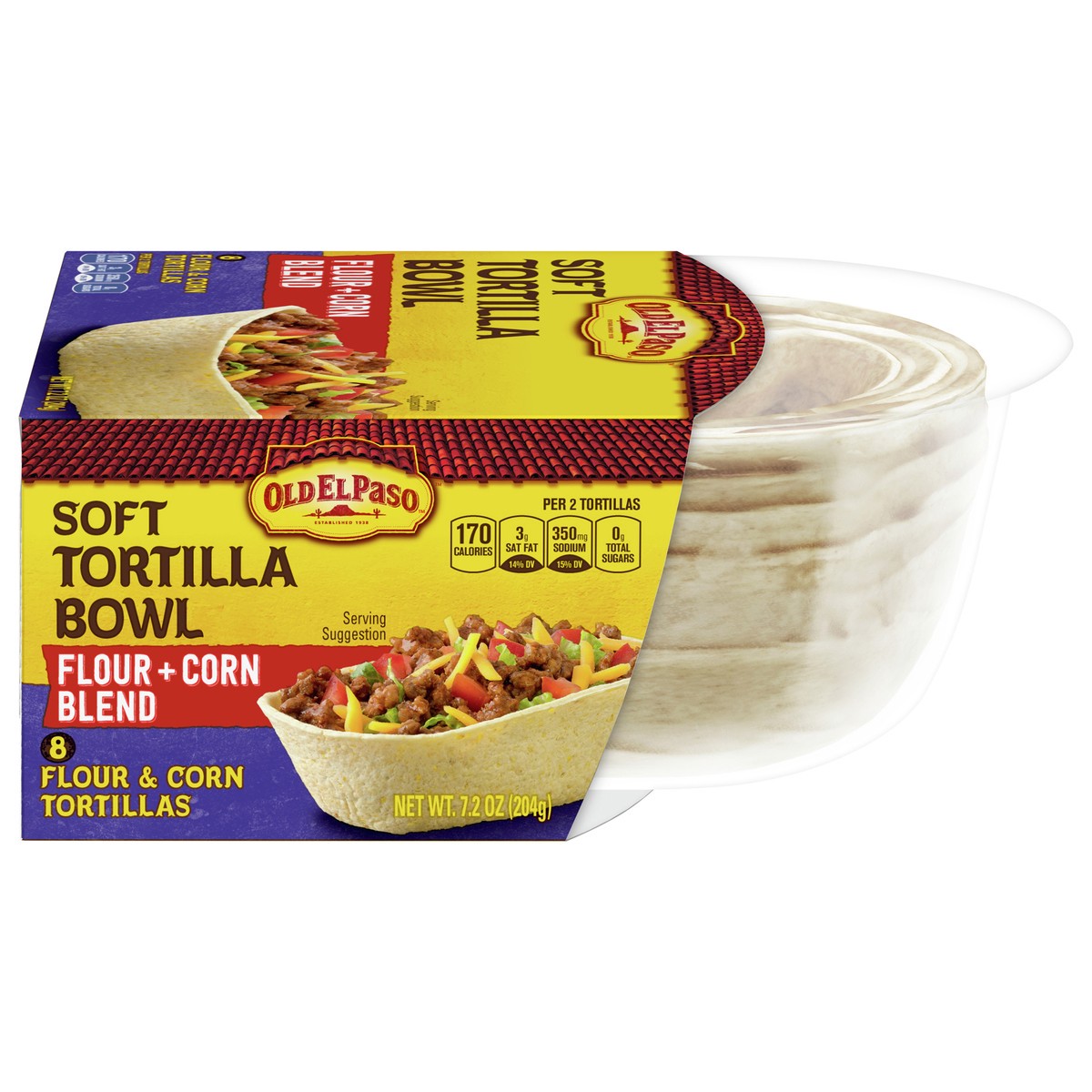 slide 1 of 9, Old El Paso Soft Flour & Corn Blend Tortilla Bowls, 8 ct., 7.2 oz., 8 ct