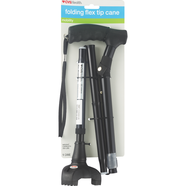 slide 1 of 1, CVS Health Cvs Folding Flex Tip Cane, 1 ct