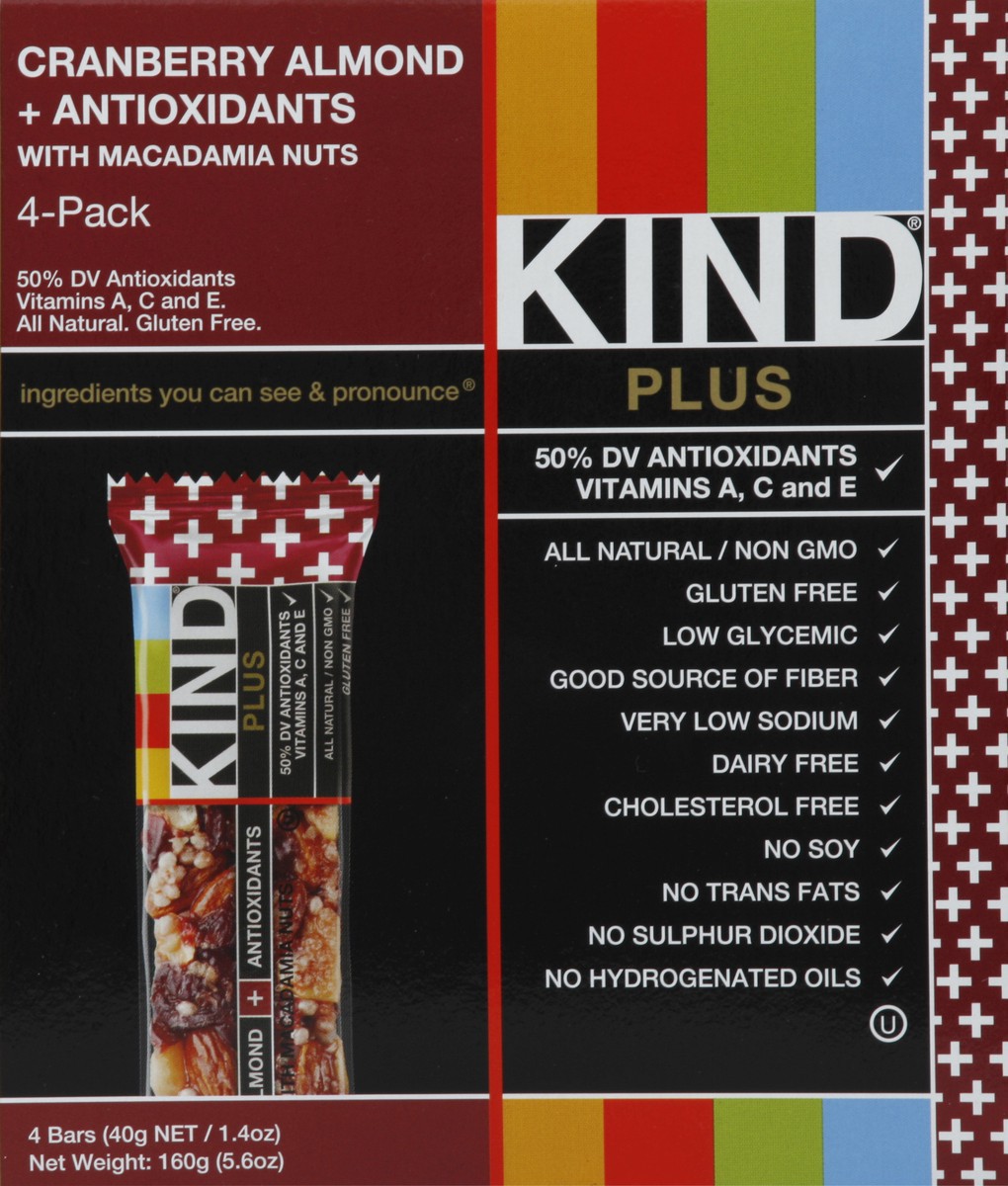 slide 5 of 6, KIND Cranberry Almond + Antioxidants Nutrition Bars, 4 ct