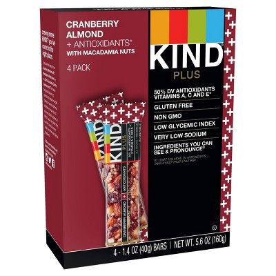 slide 1 of 6, KIND Cranberry Almond + Antioxidants Nutrition Bars, 4 ct
