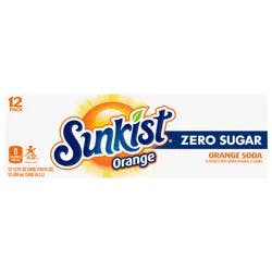 Sunkist Zero Sugar Orange Soda, 12 fl oz cans, 12 pack