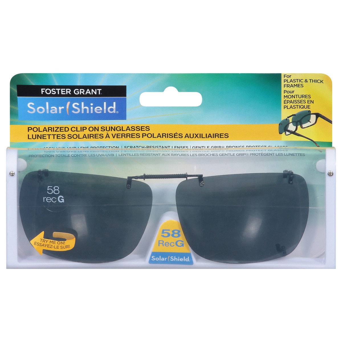 slide 4 of 13, Foster Grant Solar Shield Polarized Clip 58RecG Sunglasses 1 ea, 1 ct