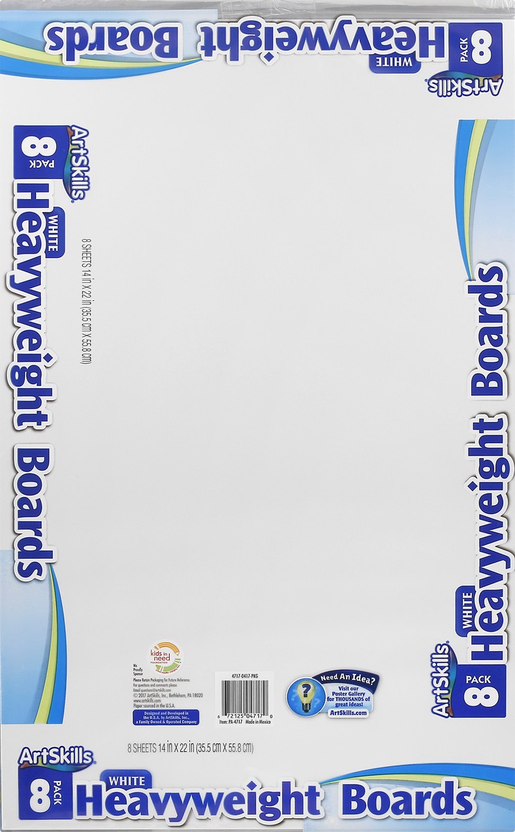 slide 7 of 8, ArtSkillsHeavyweight Poster Board White, 8 ct; 14 in x 22 in