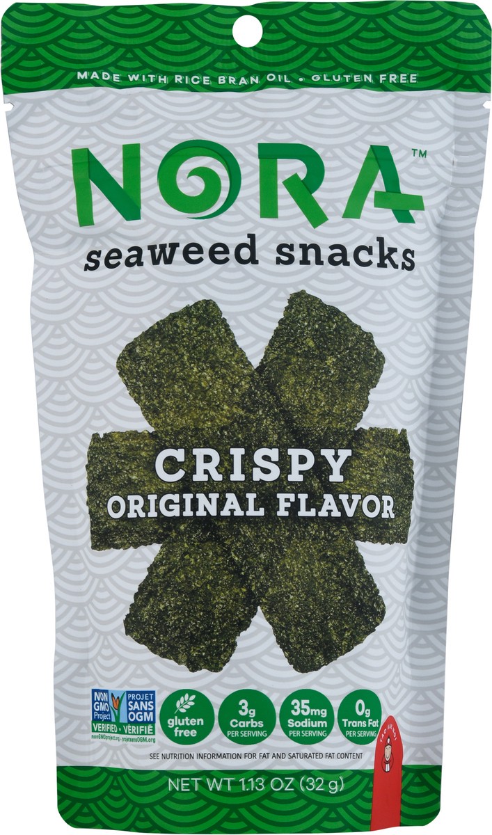 slide 7 of 9, Nora Snacks Crispy Original Flavor Seaseed Snack, 1.13 oz