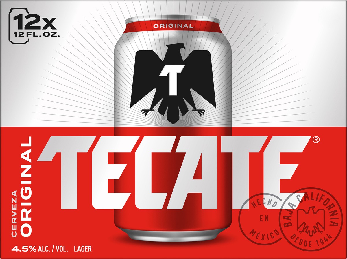 slide 1 of 1, Tecate Original Mexican Lager Beer, 12 Pack, 12 fl oz Cans, 12 ct; 12 oz