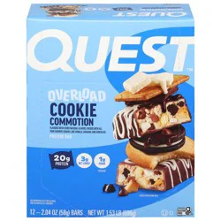Quest Nutrition Quest Overload Cookie Commotion Protein Bar, 12 - 2.04 oz Bars
